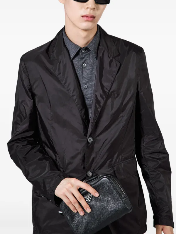 PRADA Re-Nylon シングルブレストジャケット 黒 36 ☆送料関税込☆PRADA ロゴプレート シングルブレスト ジャケット