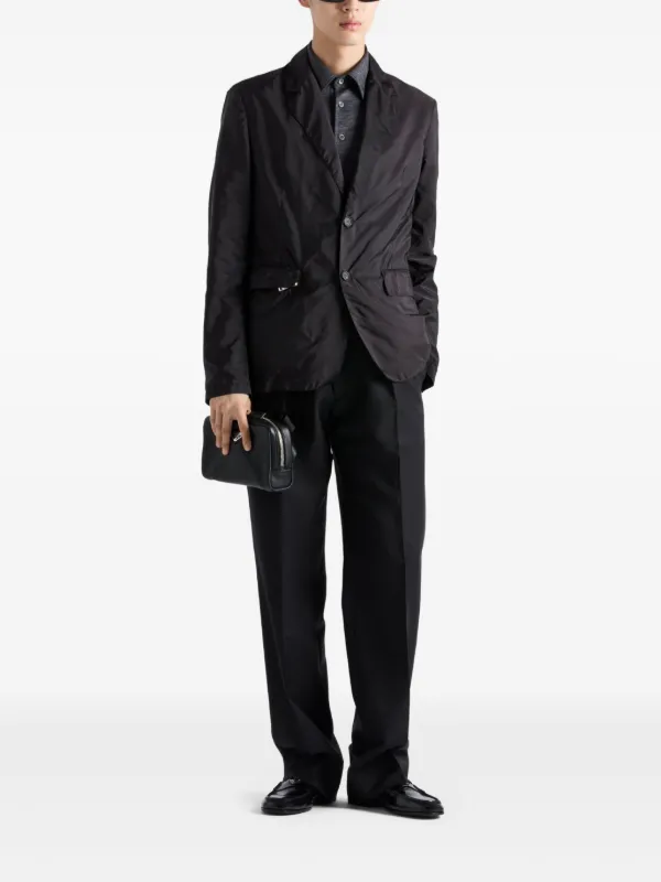 PRADA Re-Nylon シングルブレストジャケット 黒 36 ☆送料関税込☆PRADA ロゴプレート シングルブレスト ジャケット