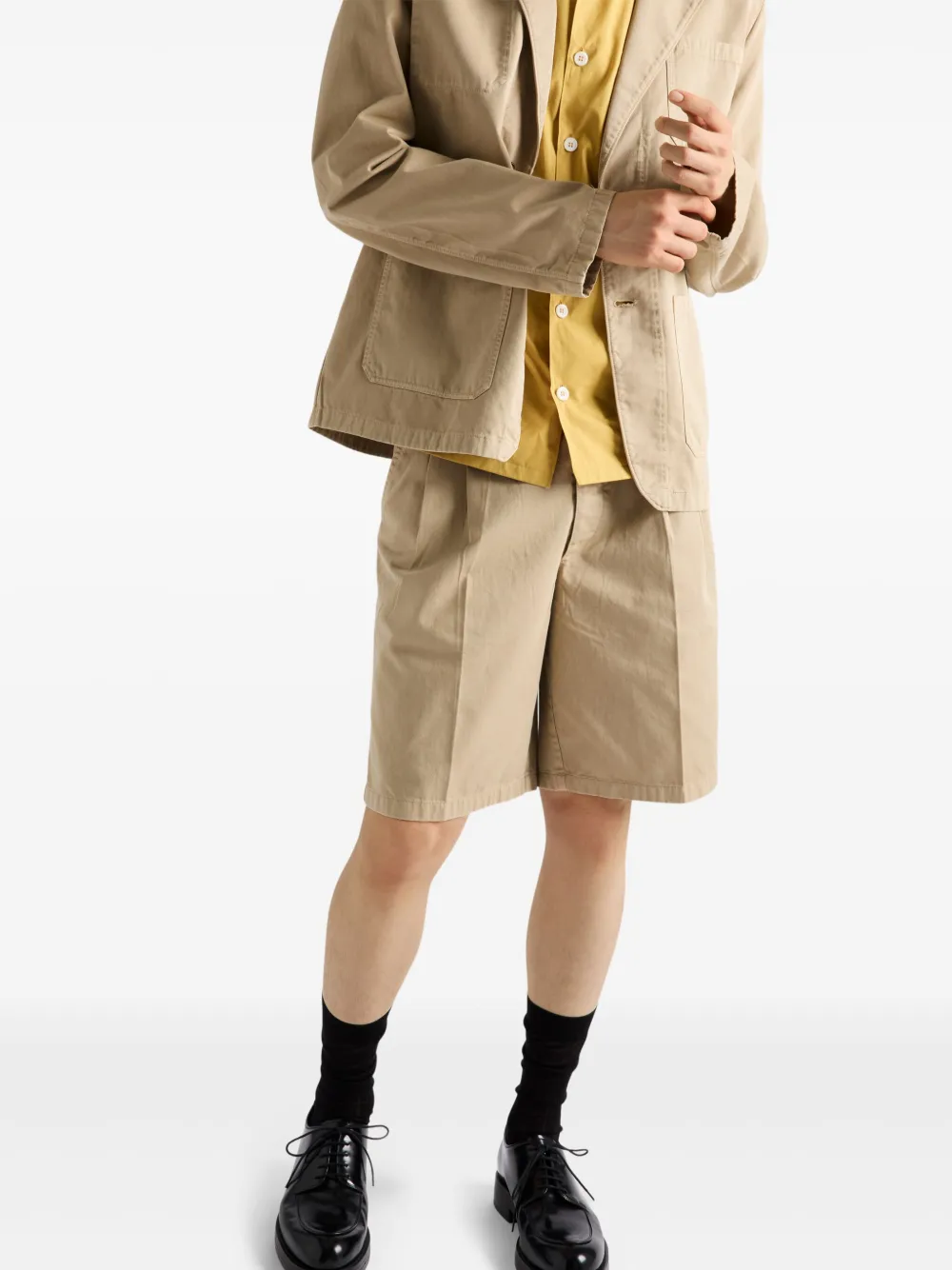 Prada Katoenen blazer met enkele rij knopen Beige