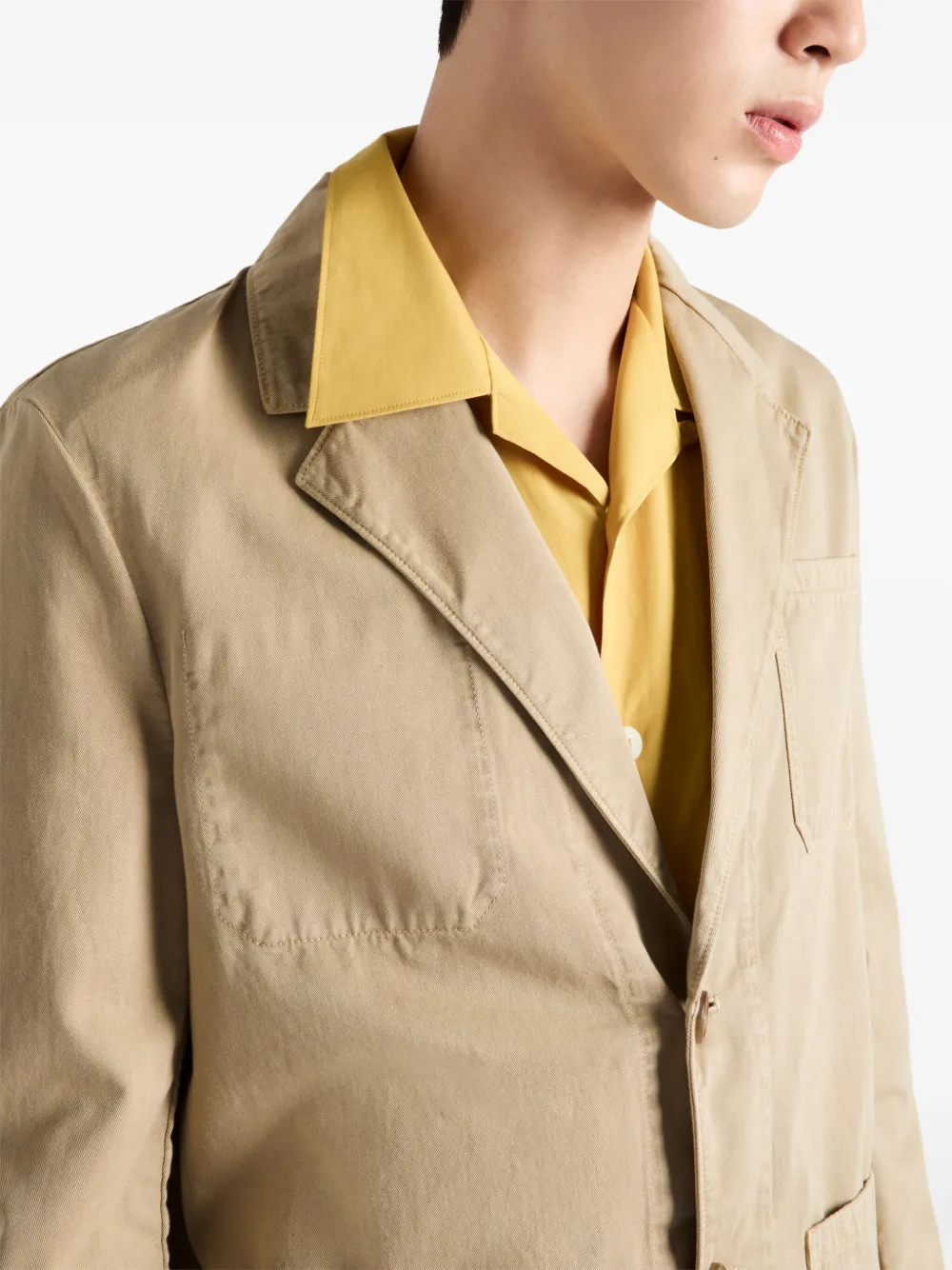 Prada Katoenen blazer met enkele rij knopen Beige