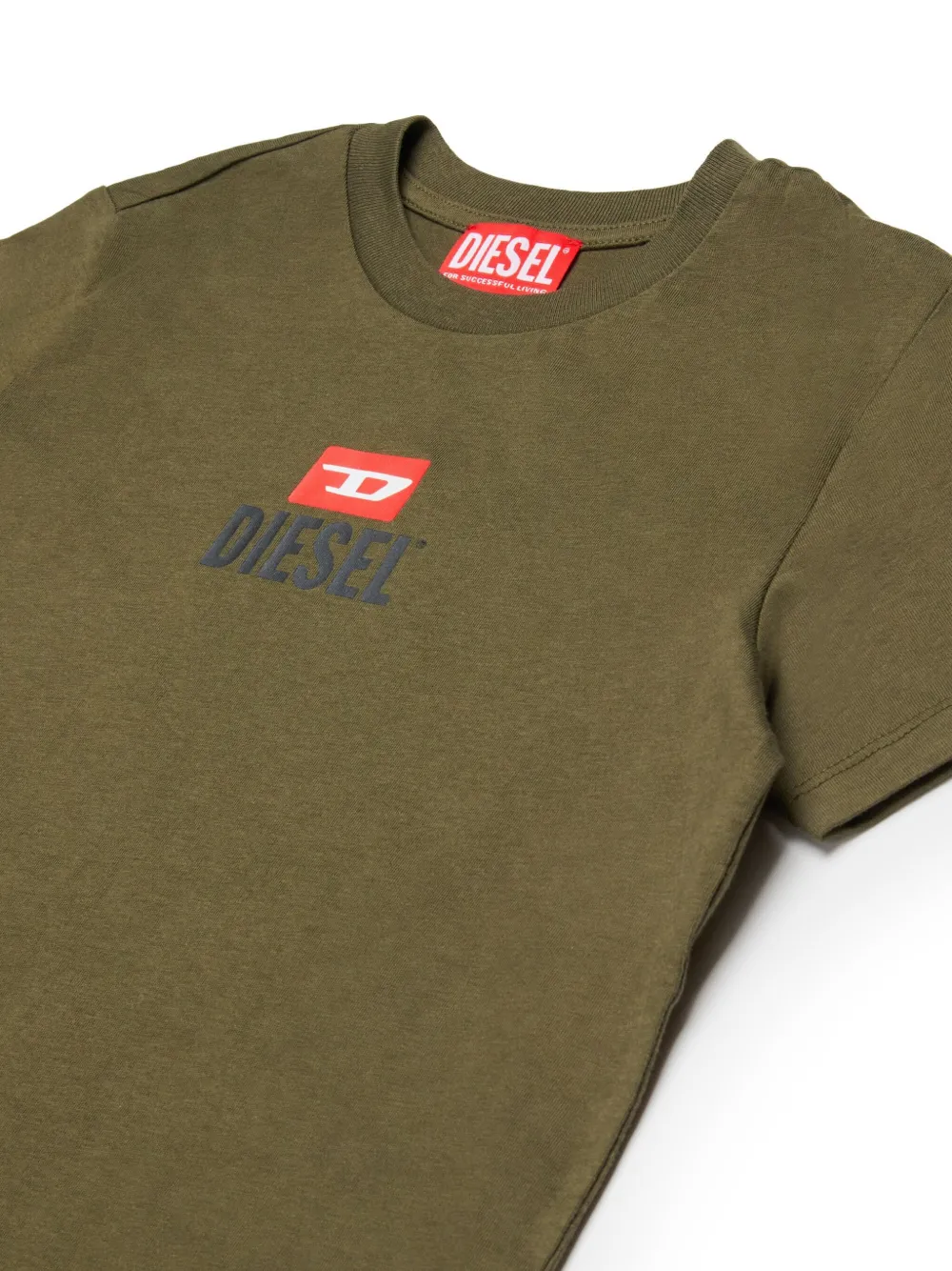Diesel Kids T-shirt en bermuda shorts met logo Groen
