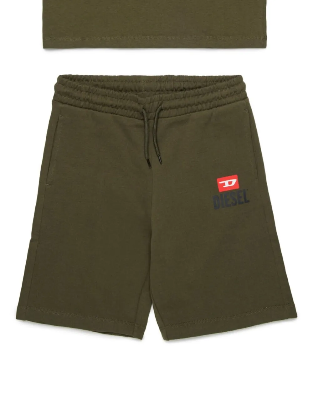Diesel Logo T-shirt And Bermuda Shorts Set In Green