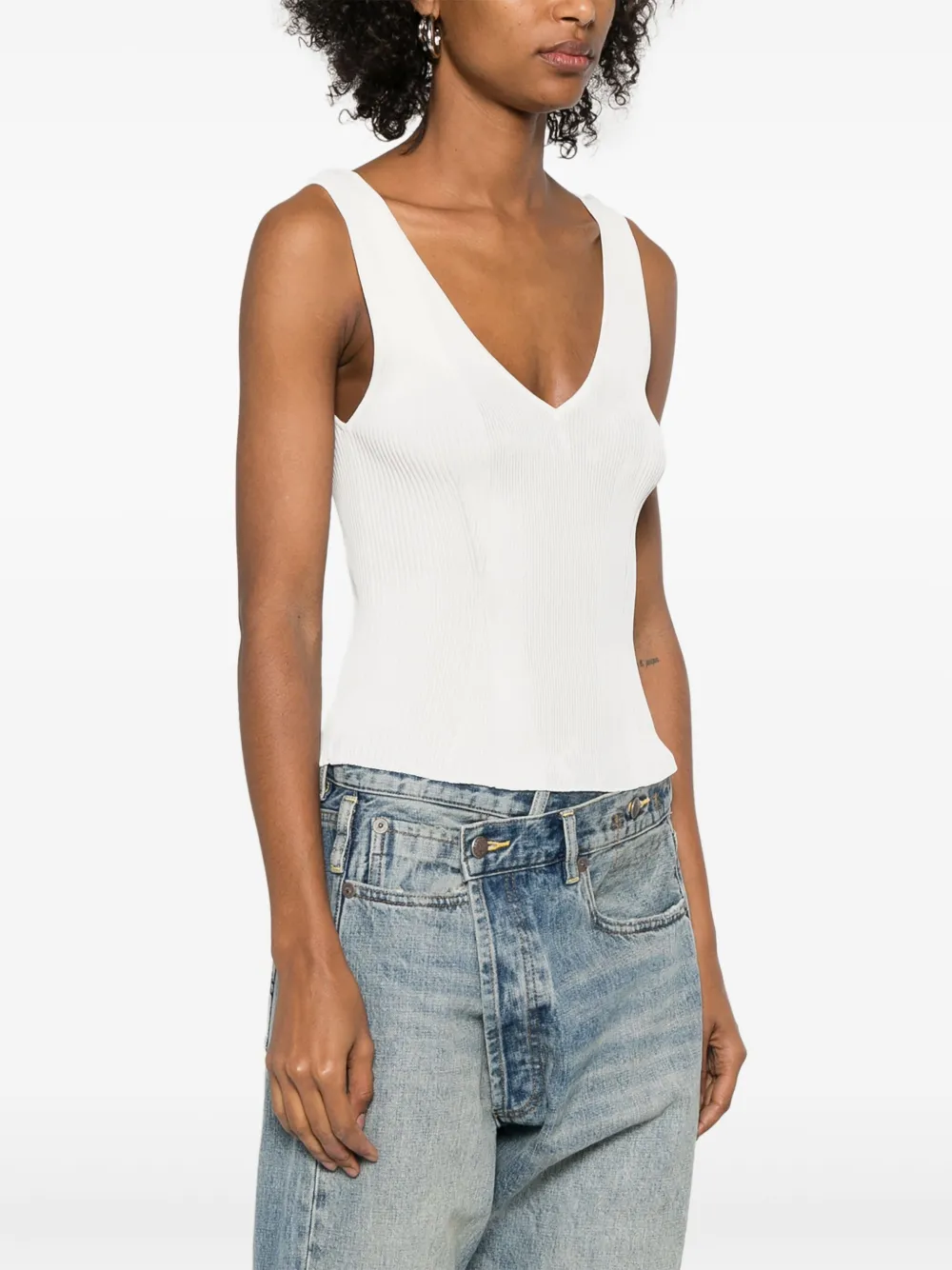 Golden Goose Ribbed Top In Neutrals