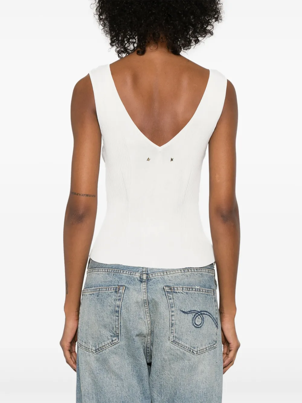 Golden Goose Ribbed Top In Neutrals