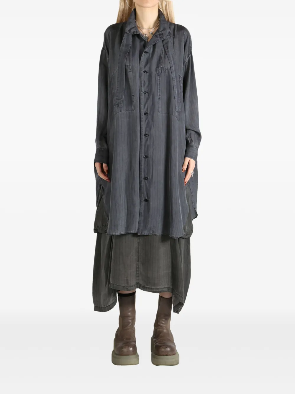 Y's striped shirtdress - Blauw