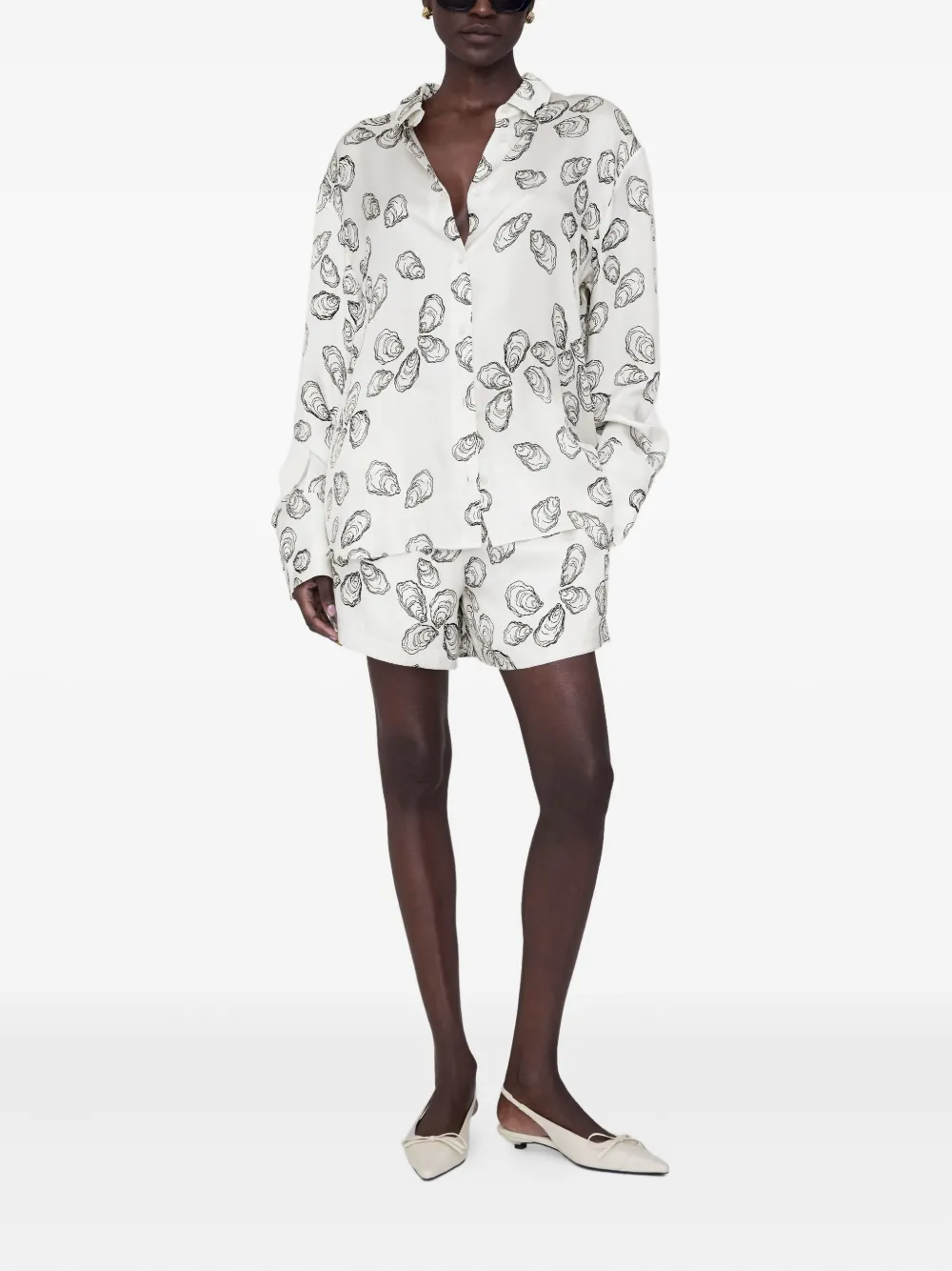 ANINE BING set de shorts y camisa con hojas estampadas | Shorts | Image 2