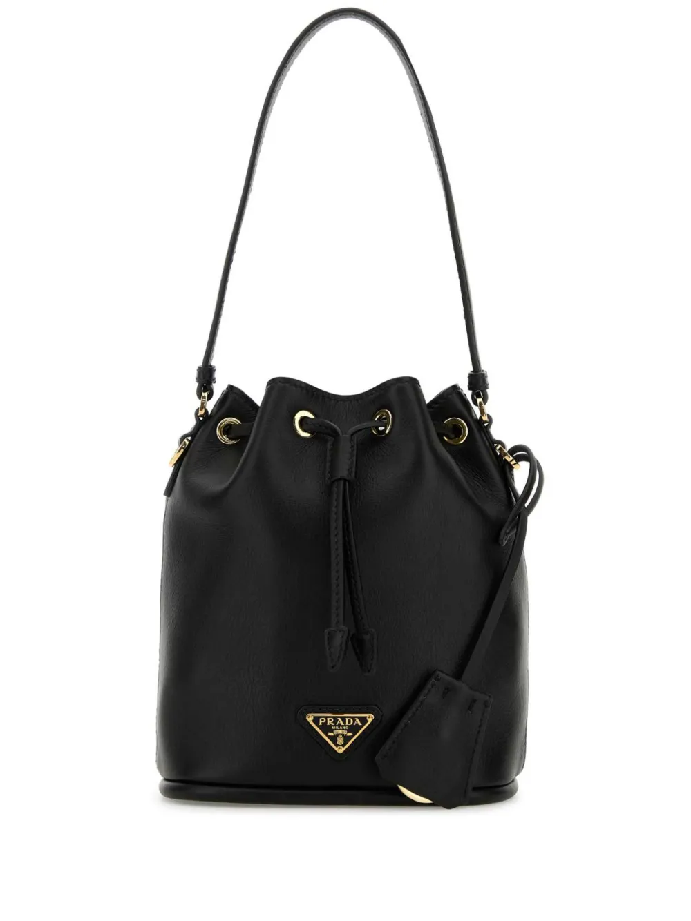 Prada enamel triangle bucket bag | Black | Image 1