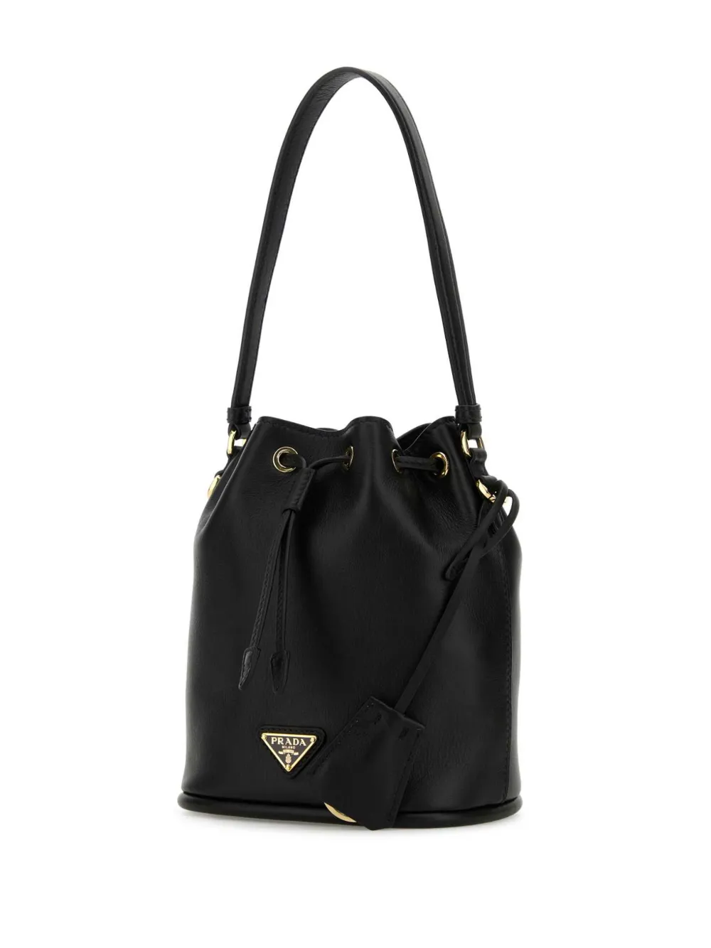 Prada Triangel bucket-tas met email Zwart