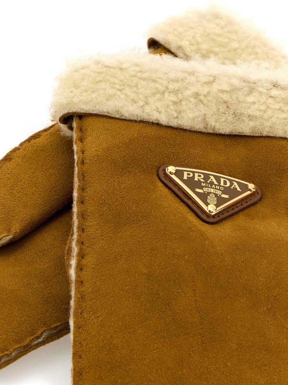 Prada suede mitten gloves - Bruin