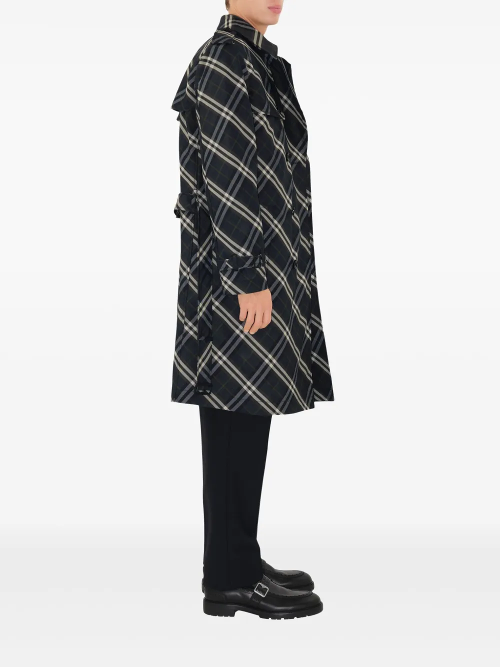 Burberry Geruite trenchcoat Blauw