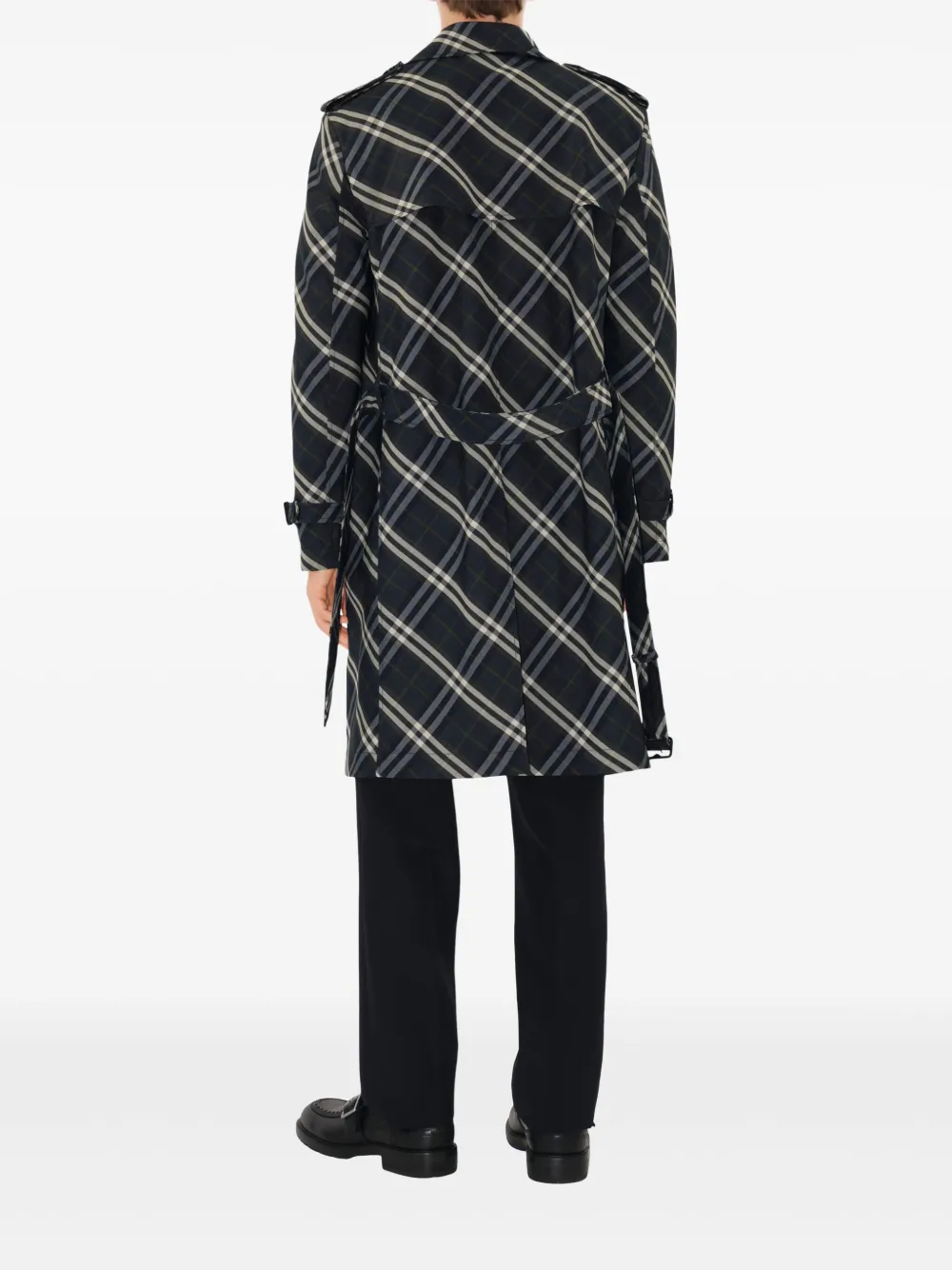 Burberry Geruite trenchcoat Blauw