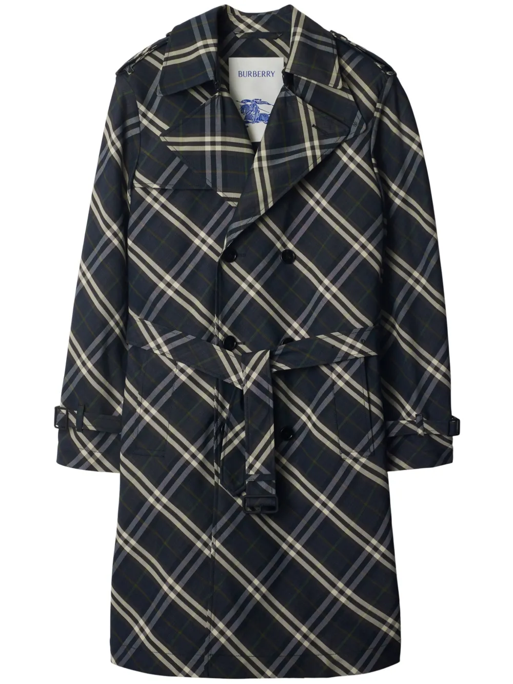 Burberry Geruite trenchcoat Blauw