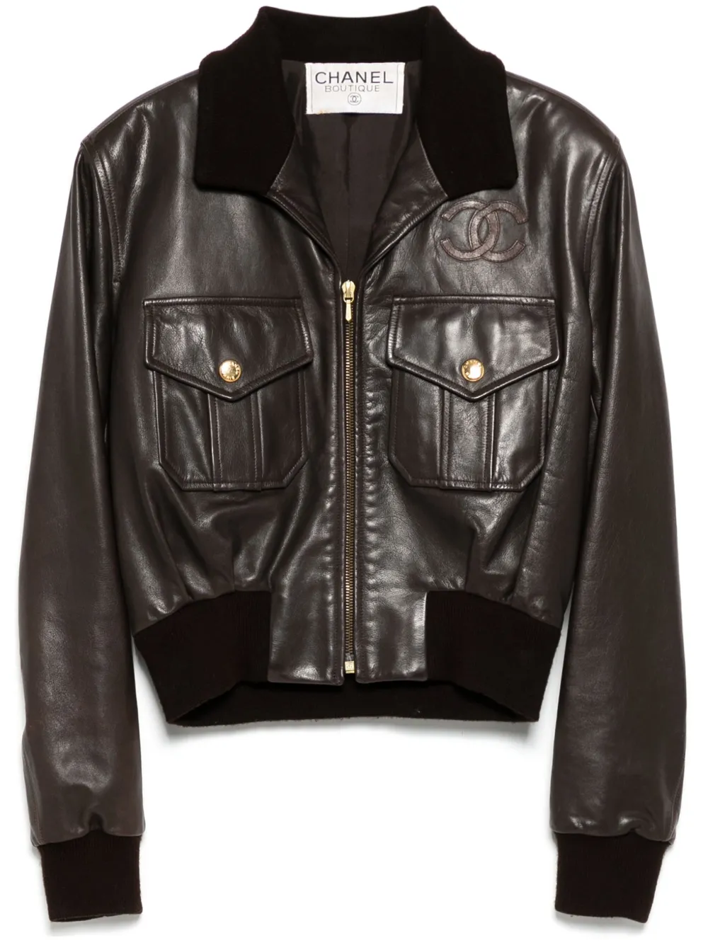 CHANEL Pre-Owned جاكيت بغلق سحاب من عقد 1990-2000 | بني | Image 1