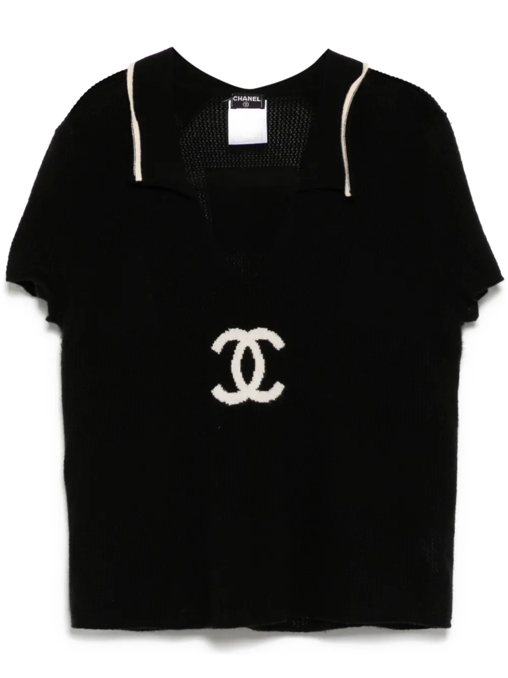 CHANEL Pre-Owned 2001 short sleeve sweater knit Top – Black