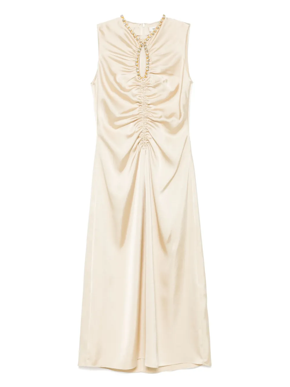 SANDRO Midi-jurk met afwerking van stras Beige