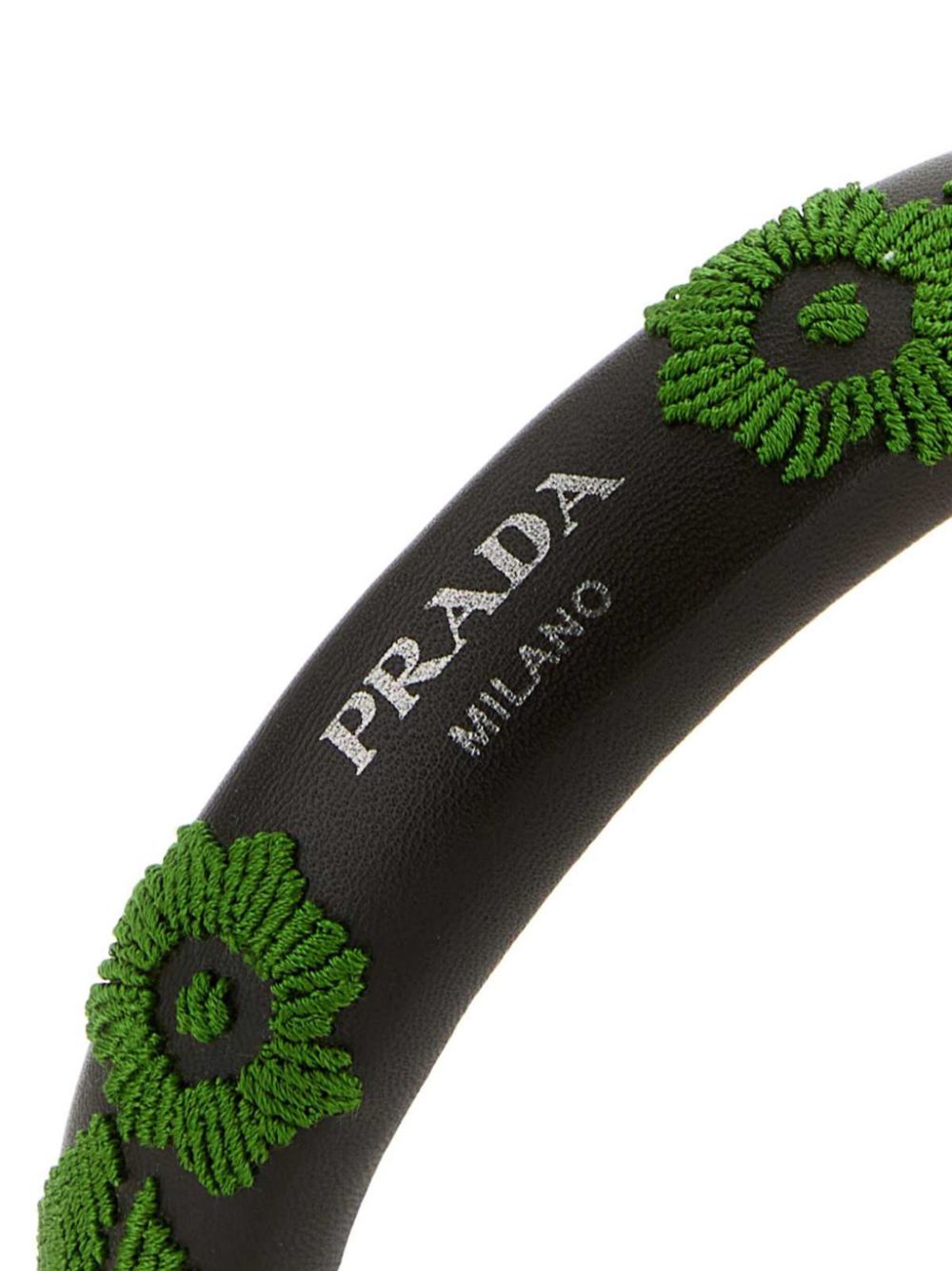 Prada floral-embroidered hair band - Zwart