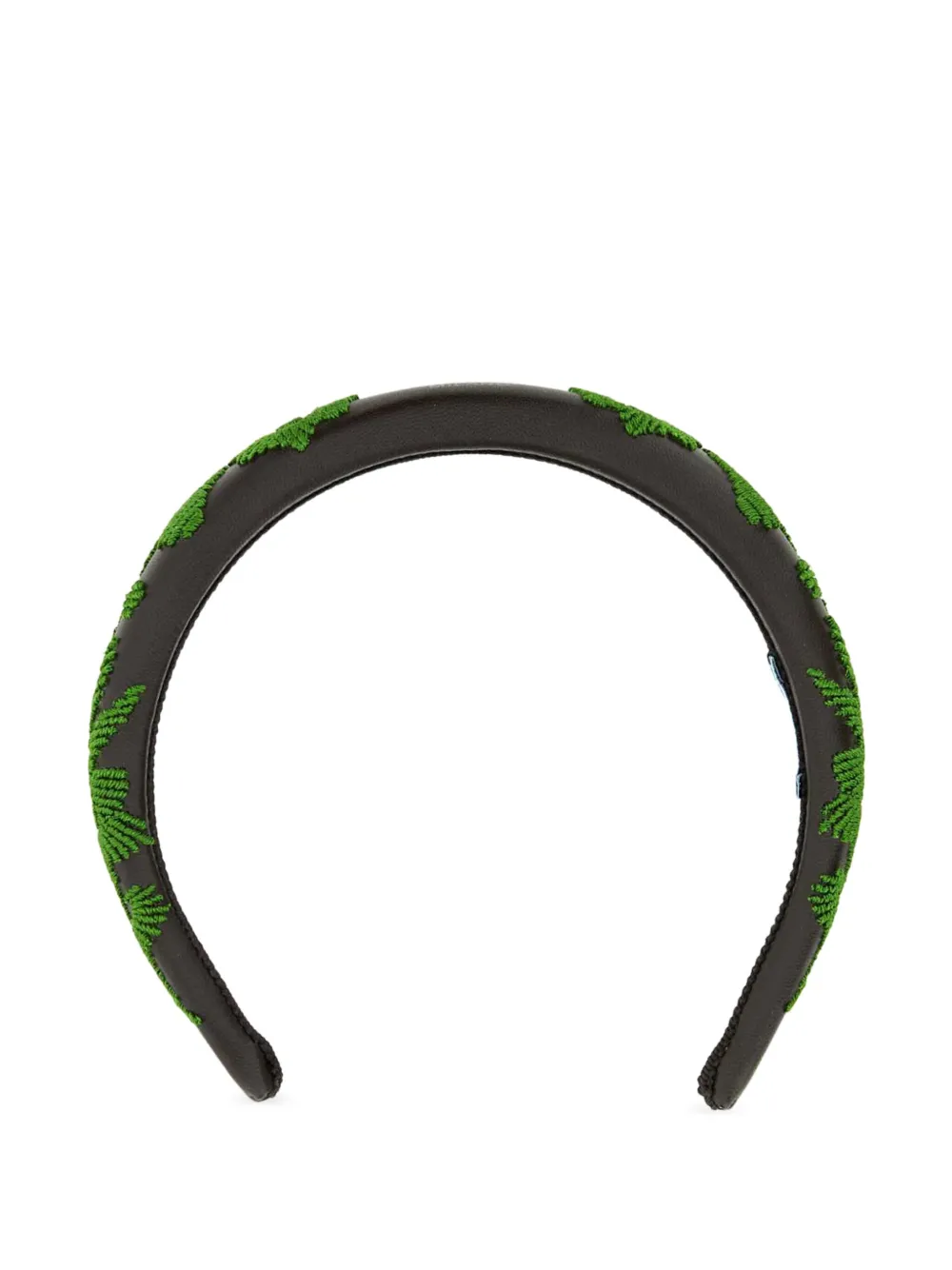 Prada Haarband met geborduurde bloemen Zwart