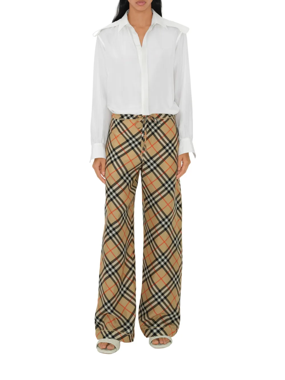 Burberry Nova Check Silk Pyjama Trousers In ニュートラル
