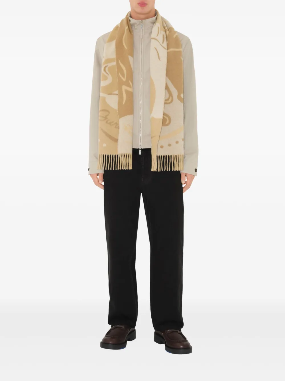 Burberry Mirrored Horse-jacquard Scarf In Nude