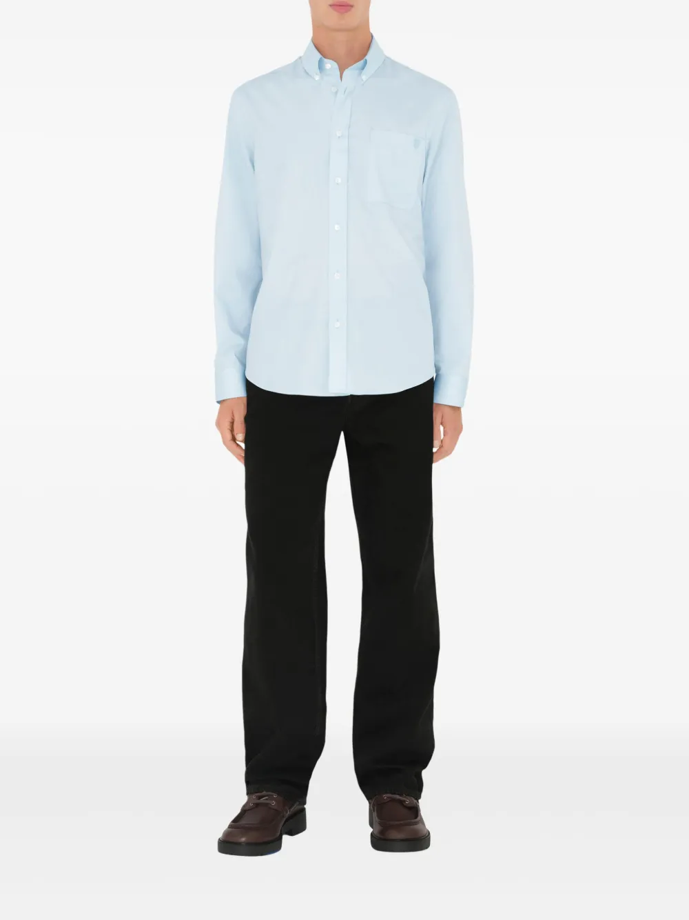 Burberry embroidered-logo shirt - Blauw