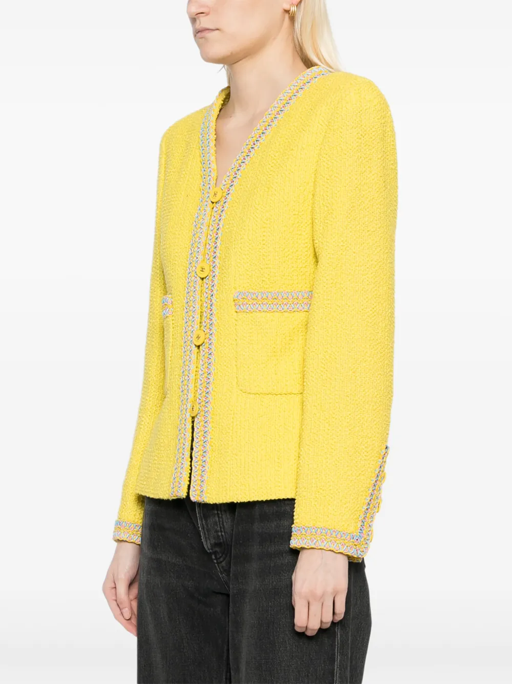 Pre-owned Chanel 1994 Button Fastening Jacket In Yellow