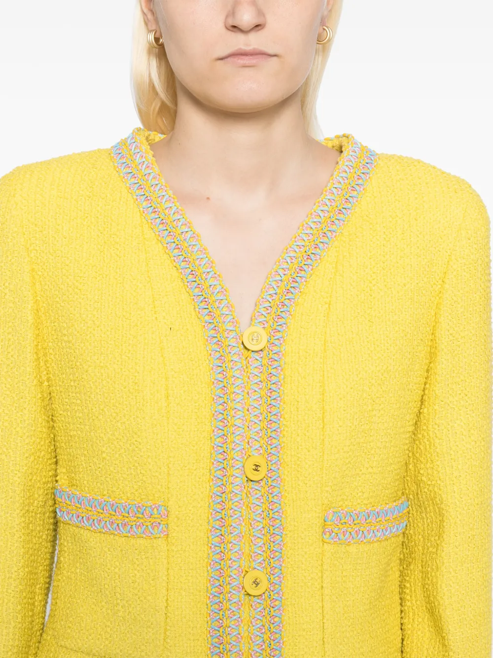 Pre-owned Chanel 1994 Button Fastening Jacket In Yellow