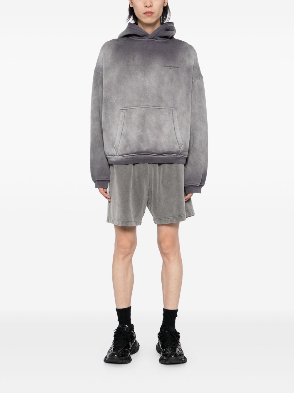 Alexander Wang Hoodie verfraaid met kristallen - Grijs