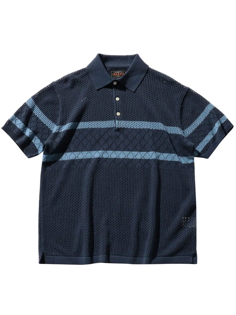 BEAMS PLUS Mesh Stripe polo衫 | 蓝色 | Image 1