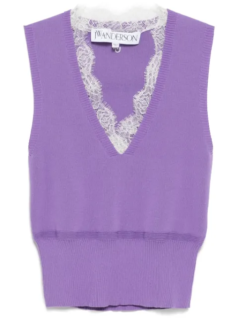 JW Anderson v-ringat linne med spetskant