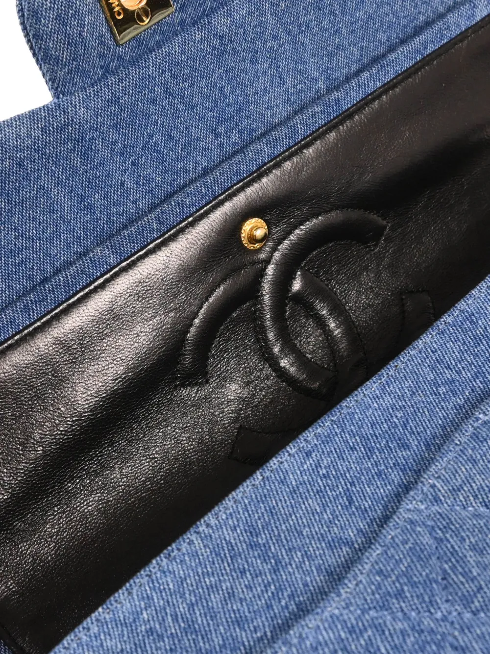 Pre-owned Chanel 1990 Medium Double Flap Shoulder Bag In Blue