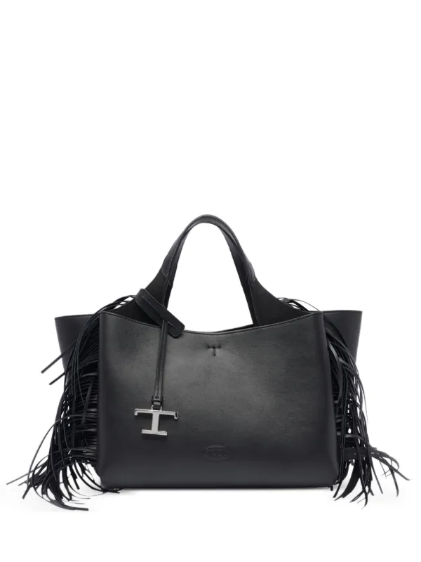【お値下げ】  フリンジストローハンドバッグ ブラック Tod's フリンジ ハンドバッグ | ブラック | FARFETCH JP