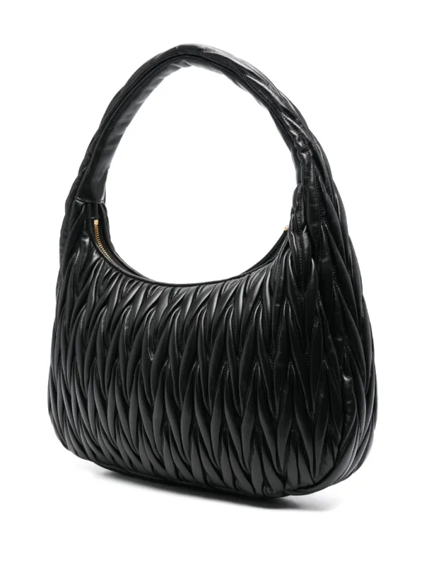 ショルダーバッグ・ポシェット Miu Miu Black Leather Wander Matelasse Hobo Bag Miu Miu Wander matelassé hobo bag for Women - Black in UAE