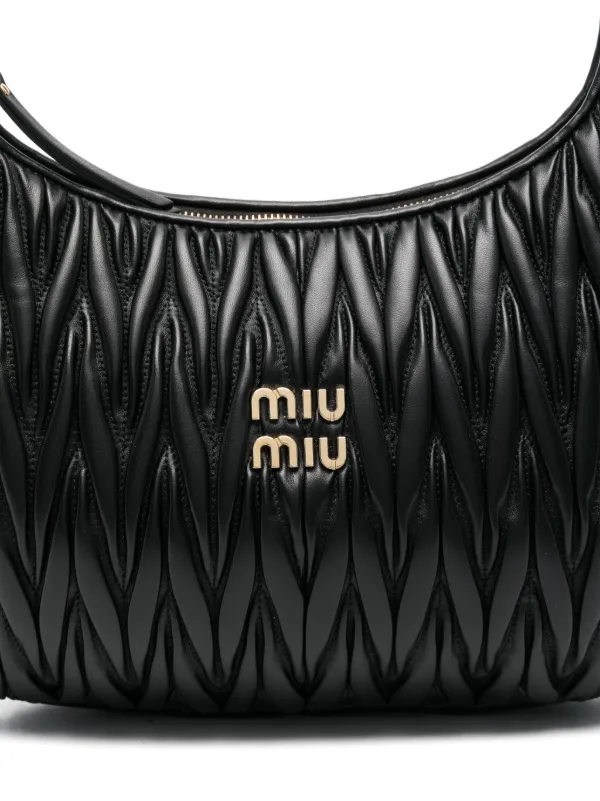 ショルダーバッグ・ポシェット Miu Miu Black Leather Wander Matelasse Hobo Bag Miu Miu Wander Shoulder Bag | Black | FARFETCH PL