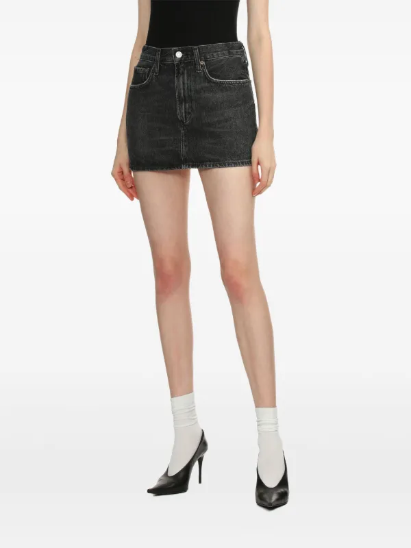 ミニスカート AGOLDE Mini Rib Denim Skirt Overdyed Black A30421207VAP A304 27709519_57607051_1000.jpg