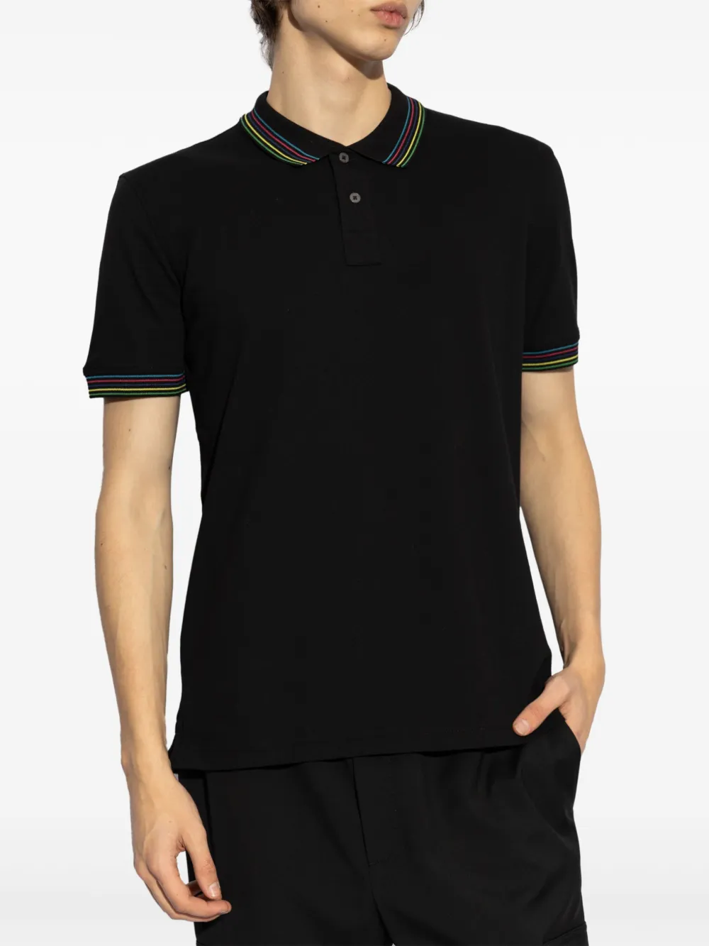 PS Paul Smith Poloshirt met gestreepte afwerking Zwart