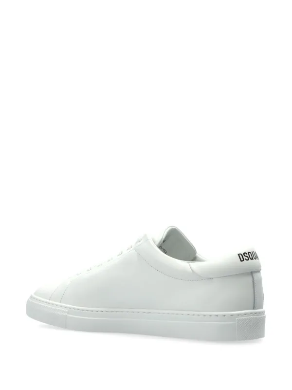 【国内送関込】Dsquared White Leather Cassetta Sneakers DSQUARED2 Cassetta Sneakers | White | FARFETCH