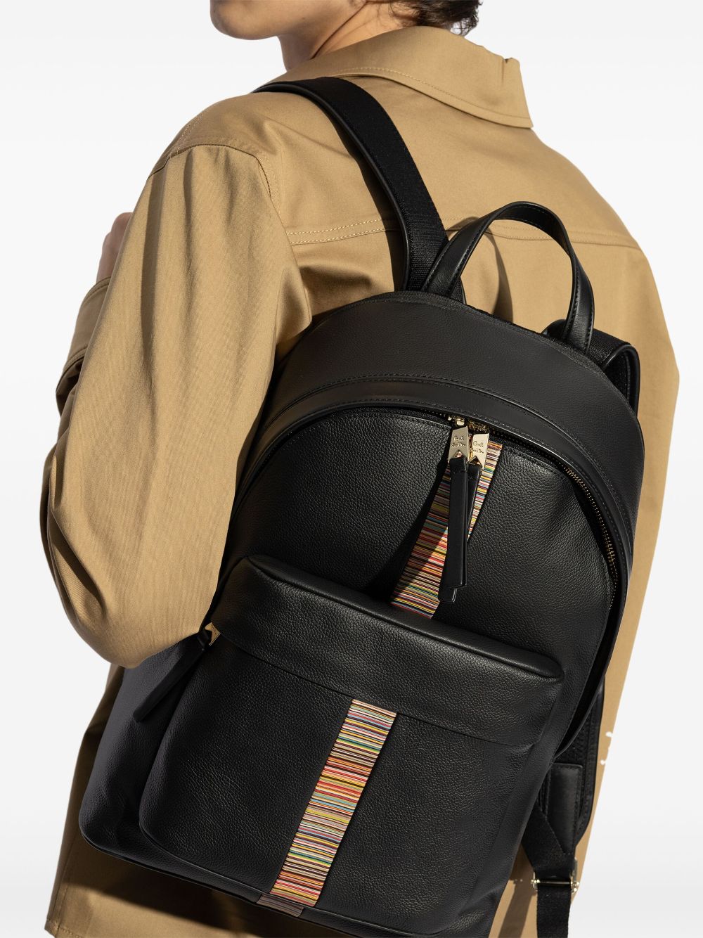 Paul Smith stripe-detailing backpack - Zwart