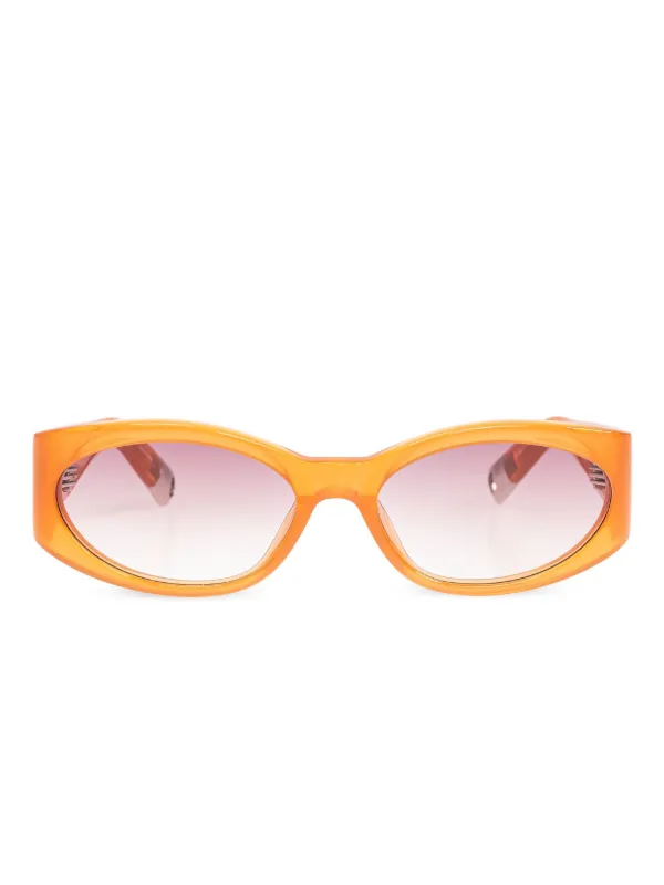 Jacquemus Orange Gradient Cat-Eye Sunglasses Jacquemus Bambino Sunglasses in Metallic Coffee | LINDA  main image 2