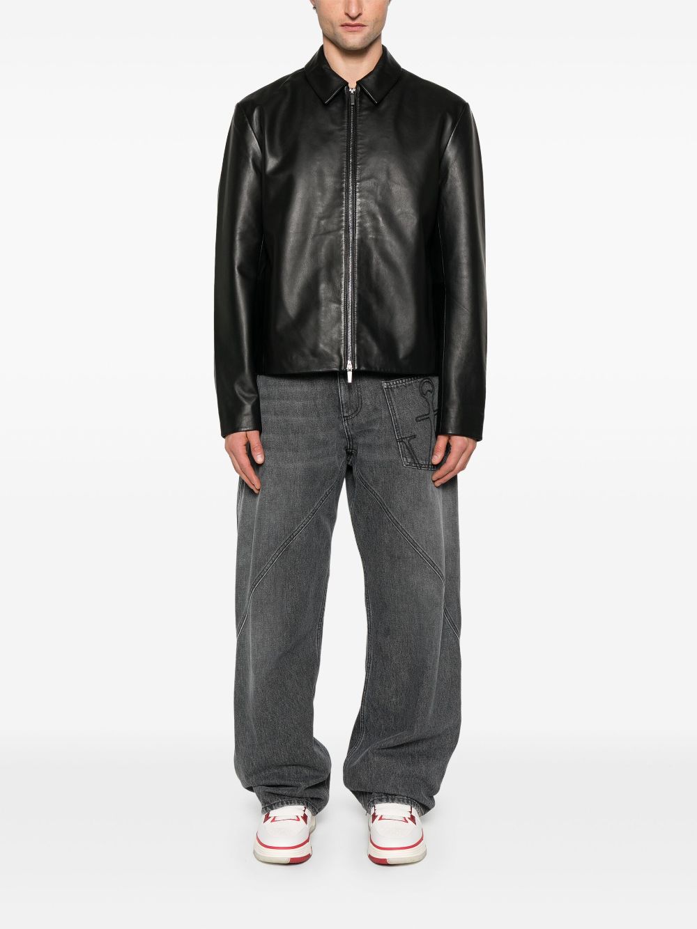 Calvin Klein leather shirt jacket - Black