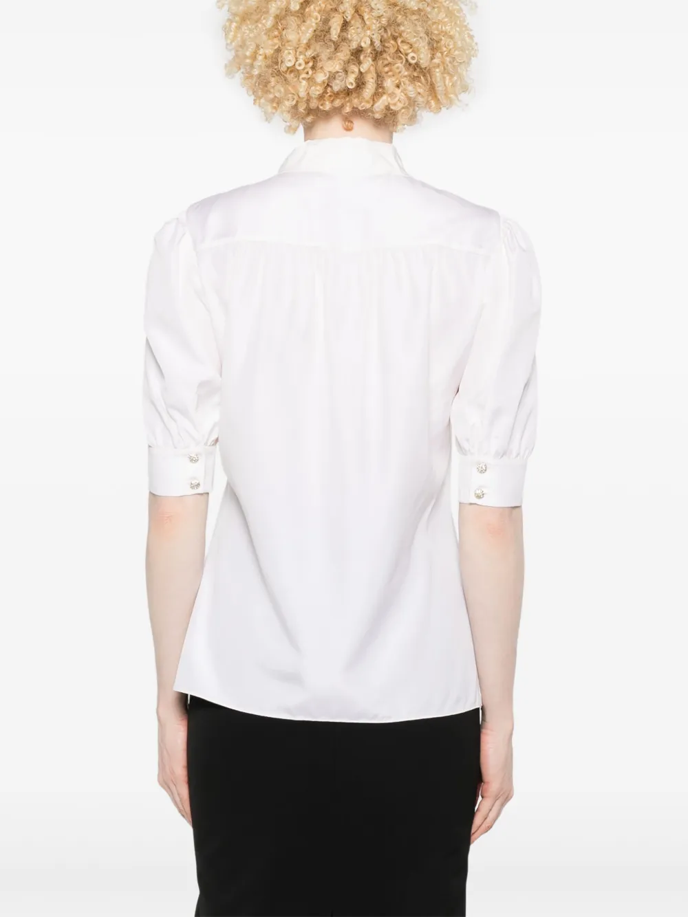 Alessandra Rich Blouse met geborduurde kraag Wit