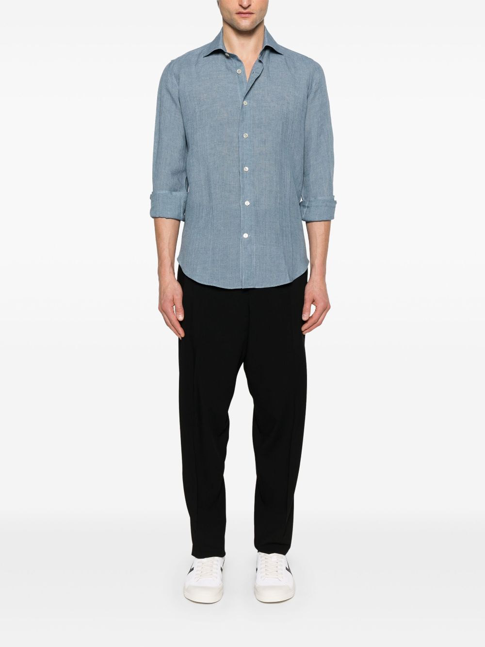 Eleventy linen shirt - Blauw