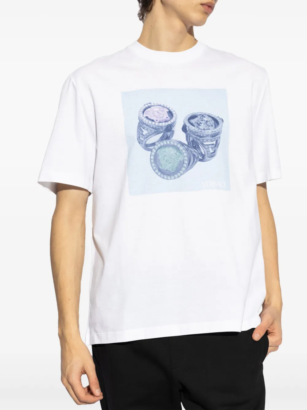 Versace T-shirt met grafische print Wit