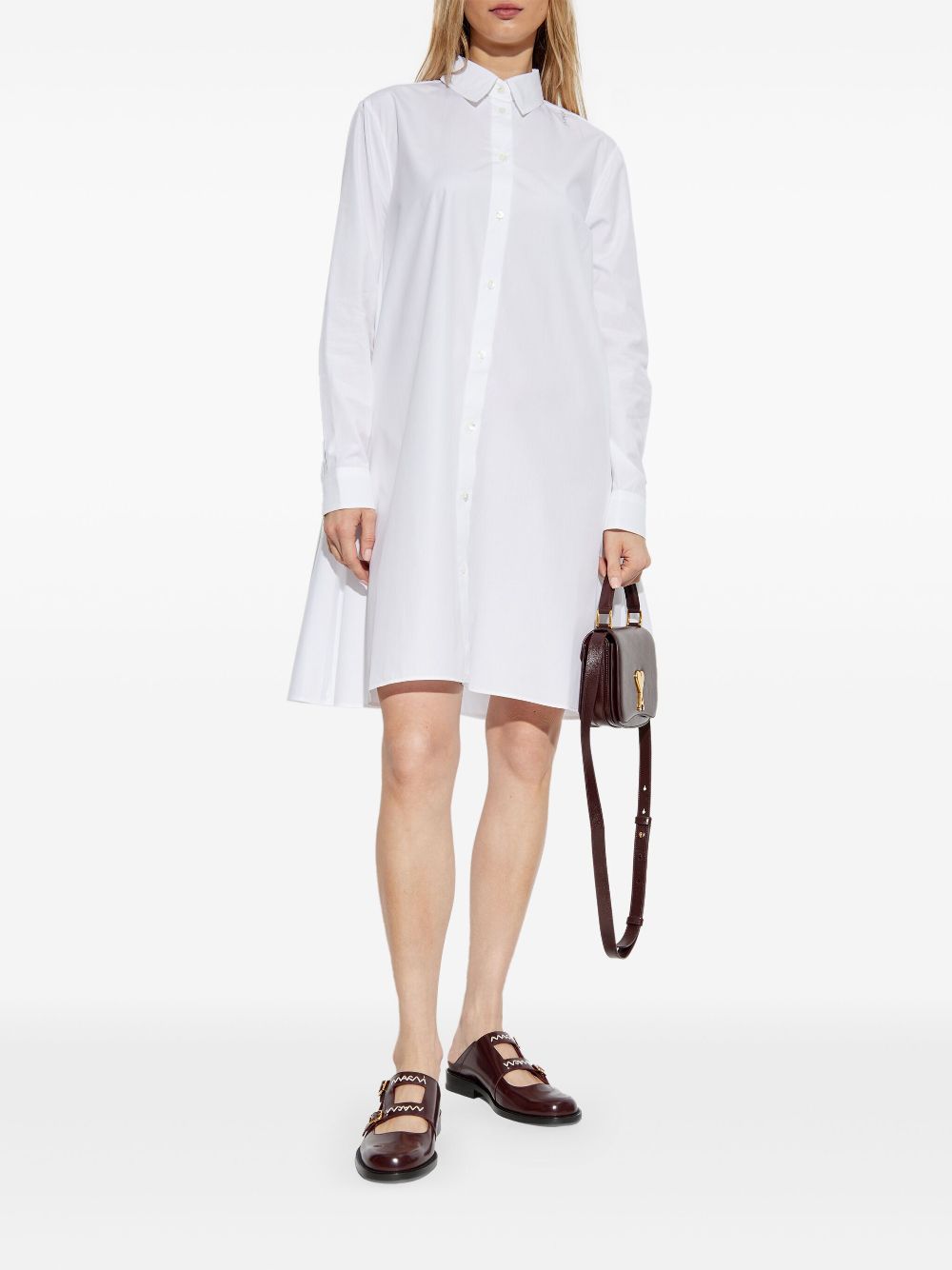 Marni logo-embroidered shirt dress - Wit