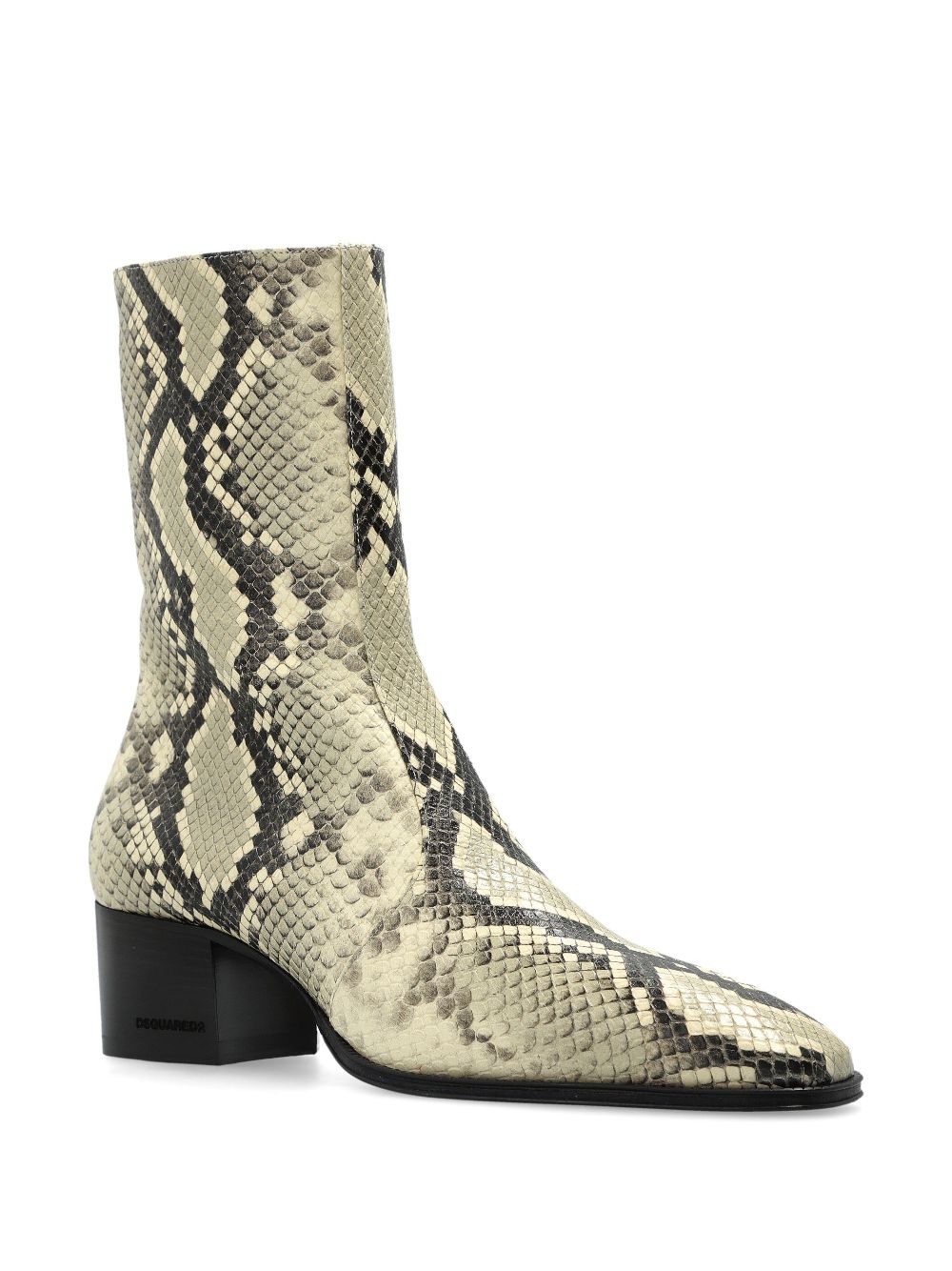 DSQUARED2 55mm snake-print ankle boots - Beige