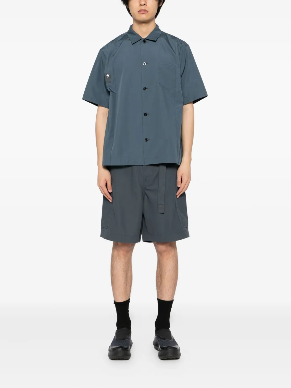 sacai Katoenen twill shorts Blauw