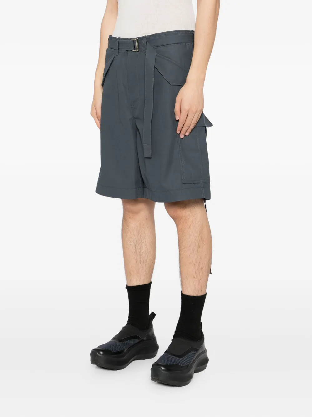 sacai Katoenen twill shorts Blauw
