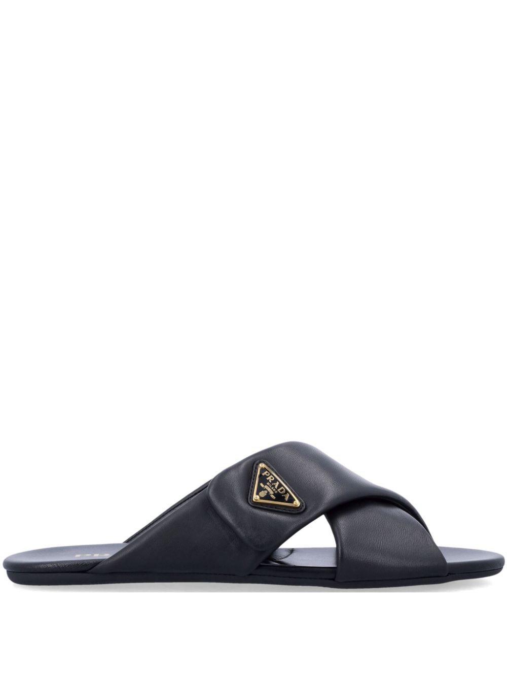 Prada criss-cross logo slides Zwart