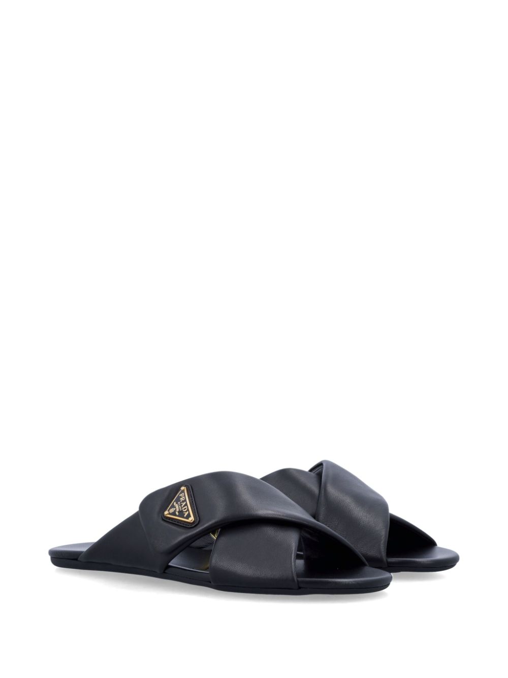 Prada criss-cross logo slides - Zwart