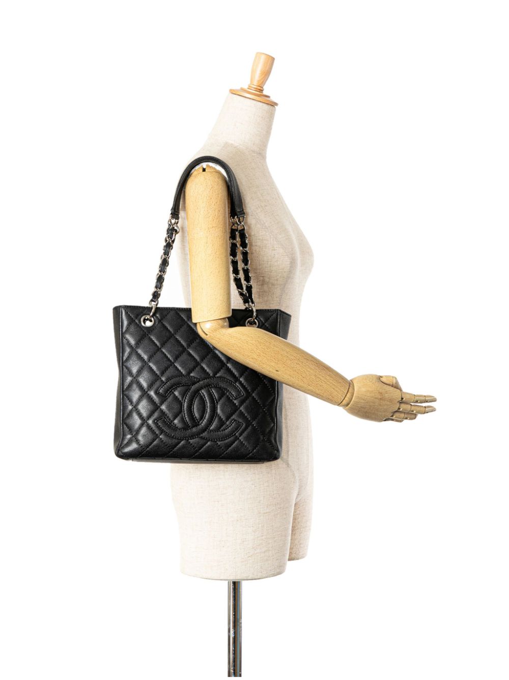 CHANEL Pre-Owned 2008-2009 Petite Caviar Shopping Tote schoudertas - Zwart