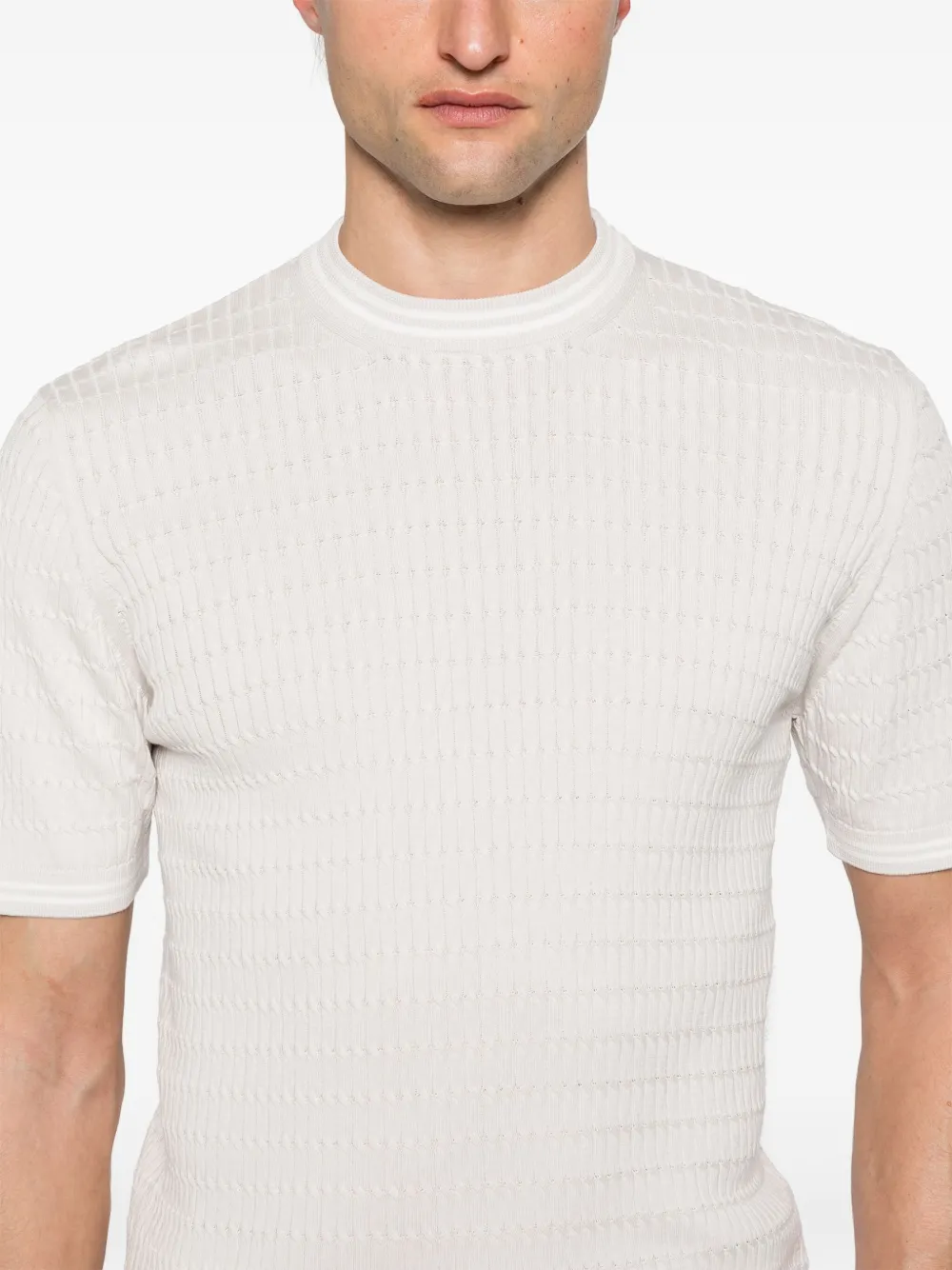 Eleventy Kabelgebreid T-shirt Wit